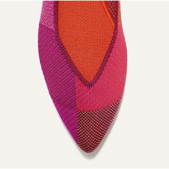 Rothy's The Point Ballet Flat Plaid Metallic Pomegranate Size W10.5 NWOT - Picture 11 of 12